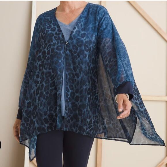 NWT Chico's Leopard-Print Ruana Wrap Size S/M Style 570312332 - Picture 1 of 12